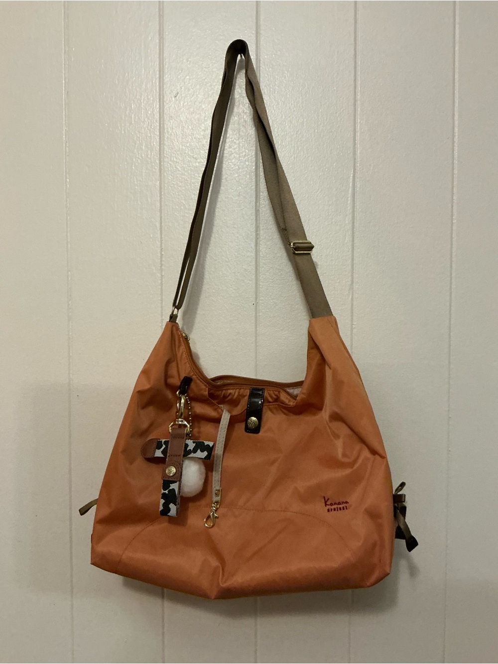 A Rare From Japan Orange Kanana Project Nylon Crossbody Shoulder Handbag Bag